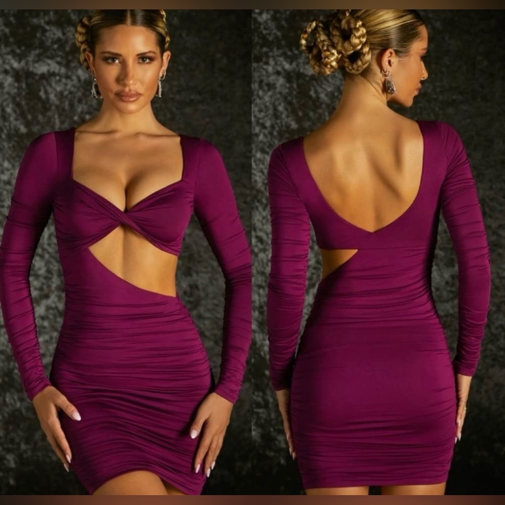 OhPolly Purple Mini Long Sleeve Dress Size 0